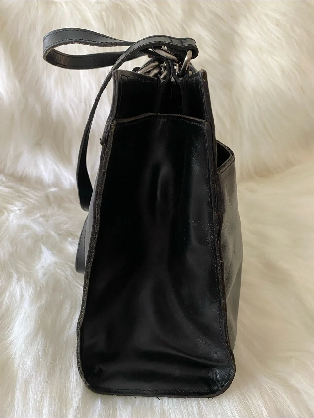 Patricia Nash Lucinda Full-Grain Leather Medium Tote Bag in Polished Black